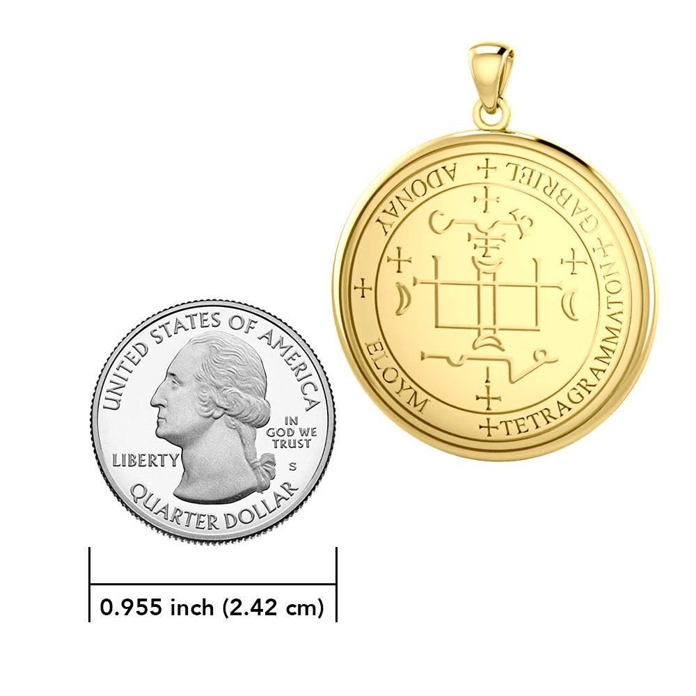 Archangel Gabriel Sigil Pendant In Solid Gold Jewelry GPD2819 Spiritual Protection Charm