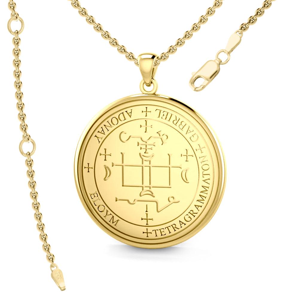 Archangel Gabriel Sigil Pendant In Solid Gold Jewelry GPD2819 Spiritual Protection Charm