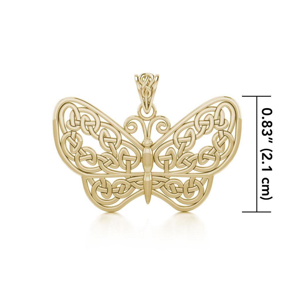 Celtic Butterfly Solid Gold Pendant GPD4119 Symbol of Transformation and Renewal Jewelry