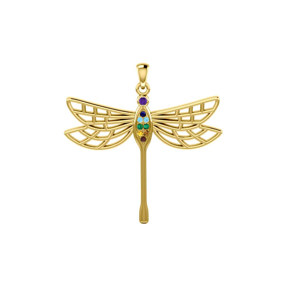 Lovely Spiritual Chakra Dragonfly Pendant in 14K Yellow Gold GPD4214 from Butterfly Collection