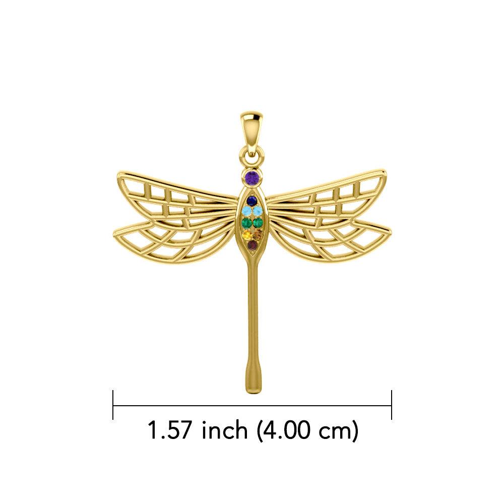 Lovely Spiritual Chakra Dragonfly Pendant in 14K Yellow Gold GPD4214 from Butterfly Collection