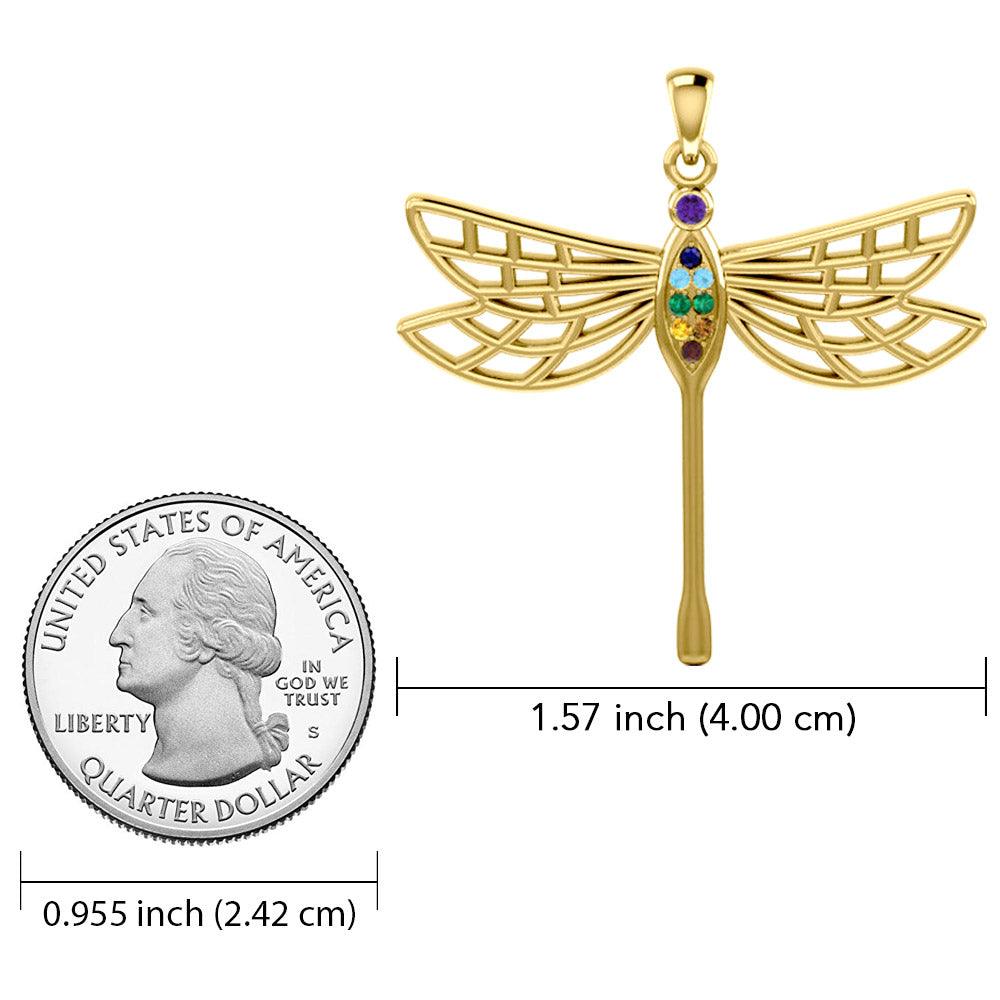 Lovely Spiritual Chakra Dragonfly Pendant in 14K Yellow Gold GPD4214 from Butterfly Collection