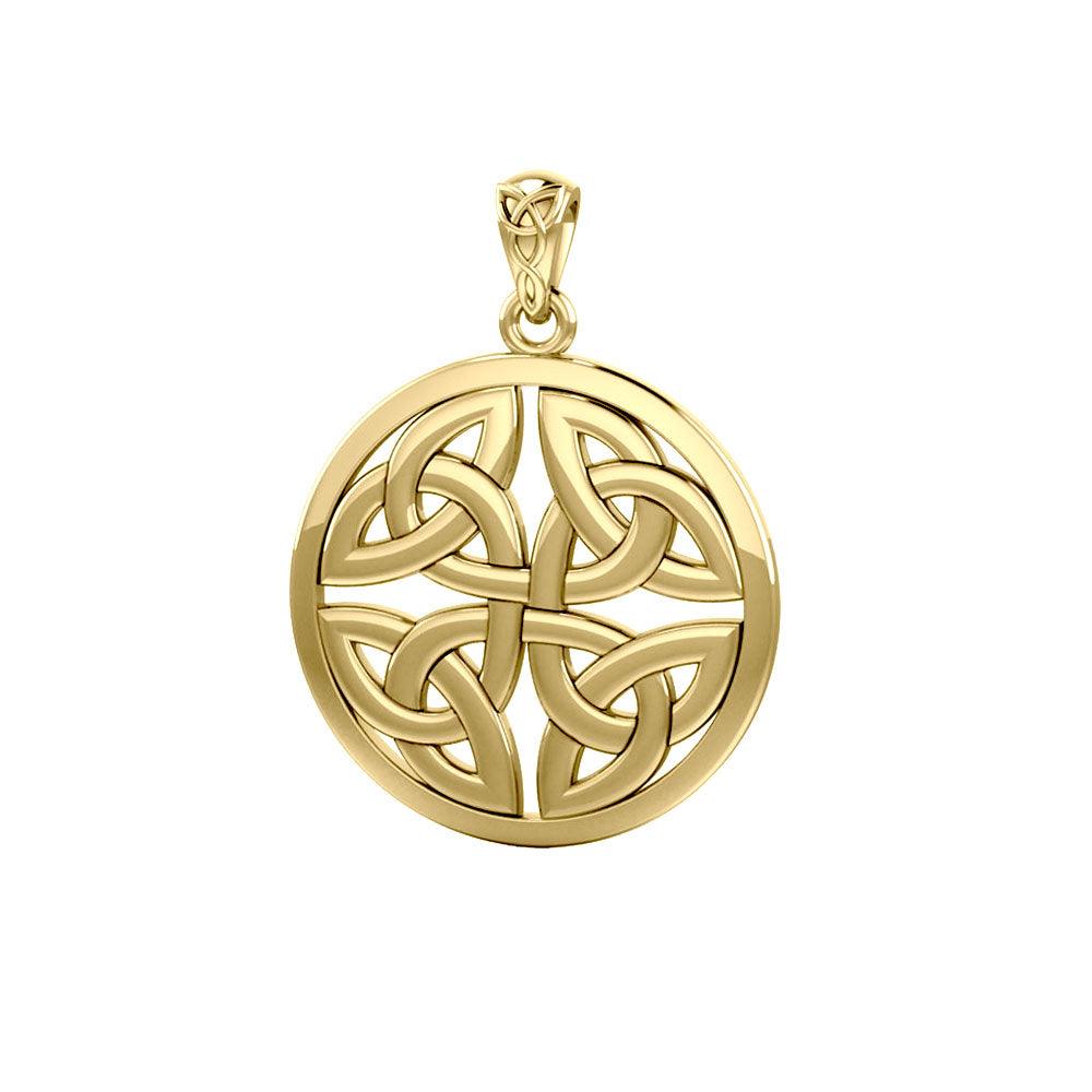 Celtic Trinity Quaternary Knot Solid Gold Pendant GPD4637 14K Gold Jewelry Gift For All Occasions