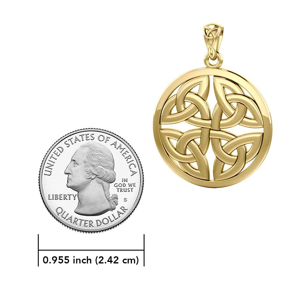 Celtic Trinity Quaternary Knot Solid Gold Pendant GPD4637 14K Gold Jewelry Gift For All Occasions