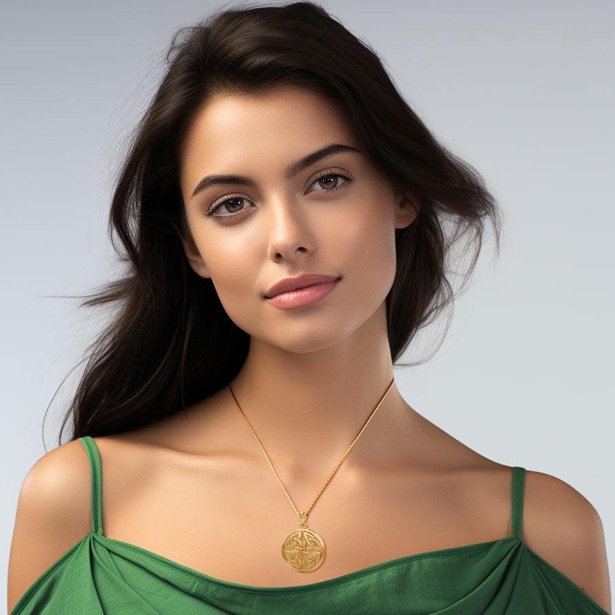 Celtic Trinity Quaternary Knot Solid Gold Pendant GPD4637 14K Gold Jewelry Gift For All Occasions