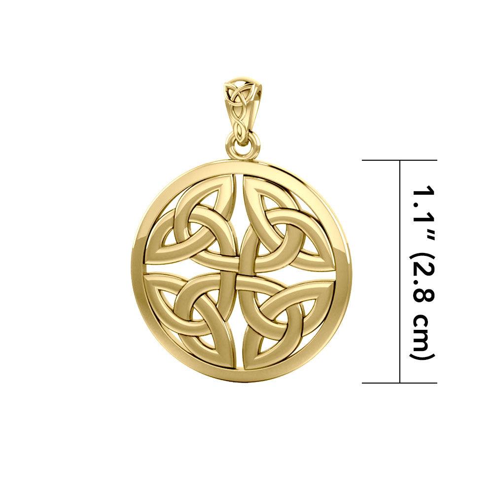 Celtic Trinity Quaternary Knot Solid Gold Pendant GPD4637 14K Gold Jewelry Gift For All Occasions