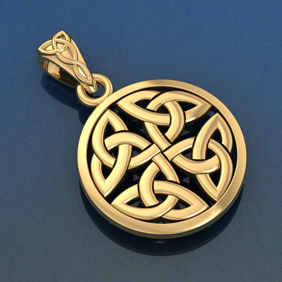 Celtic Trinity Quaternary Knot Solid Gold Pendant GPD4637 14K Gold Jewelry Gift For All Occasions