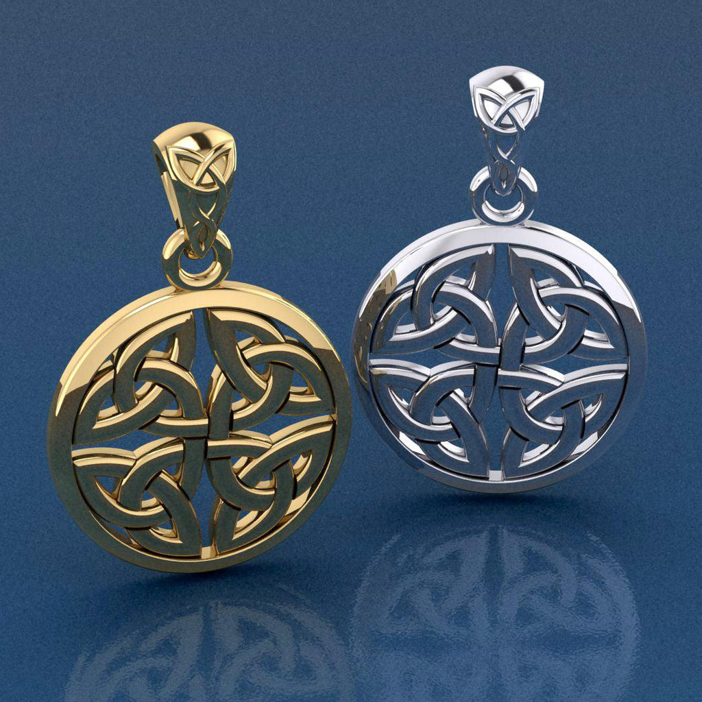 Celtic Trinity Quaternary Knot Solid Gold Pendant GPD4637 14K Gold Jewelry Gift For All Occasions