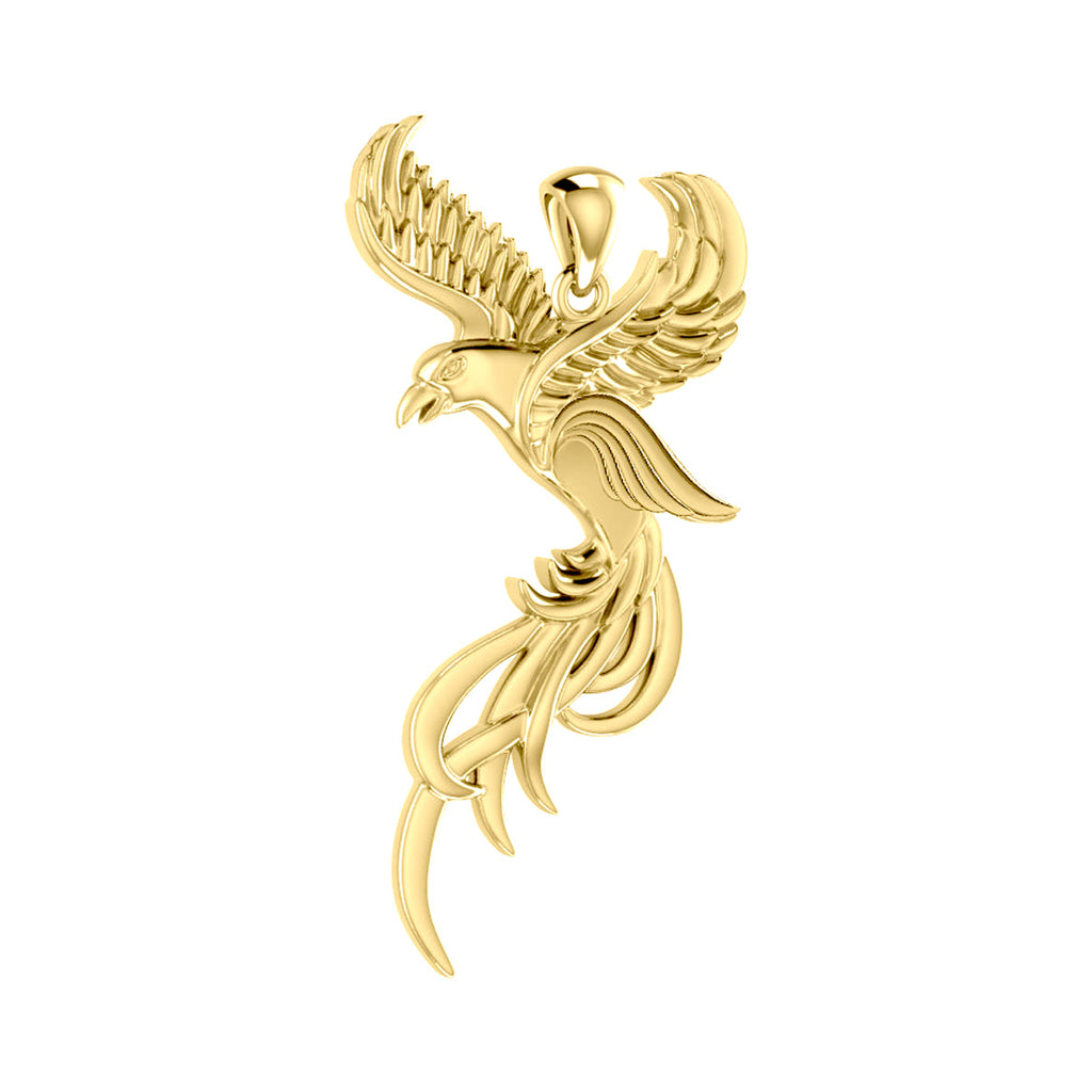 Soar to the Heavens Flying Phoenix Pendant in Solid 14K Gold GPD5072 Elegant Statement Necklace Jewelry Gift For Her