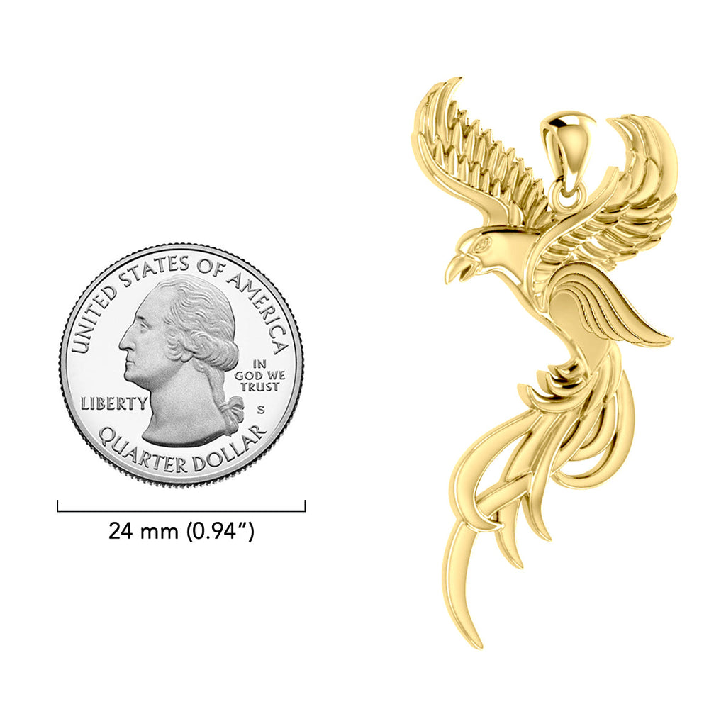 Soar to the Heavens Flying Phoenix Pendant in Solid 14K Gold GPD5072 Elegant Statement Necklace Jewelry Gift For Her