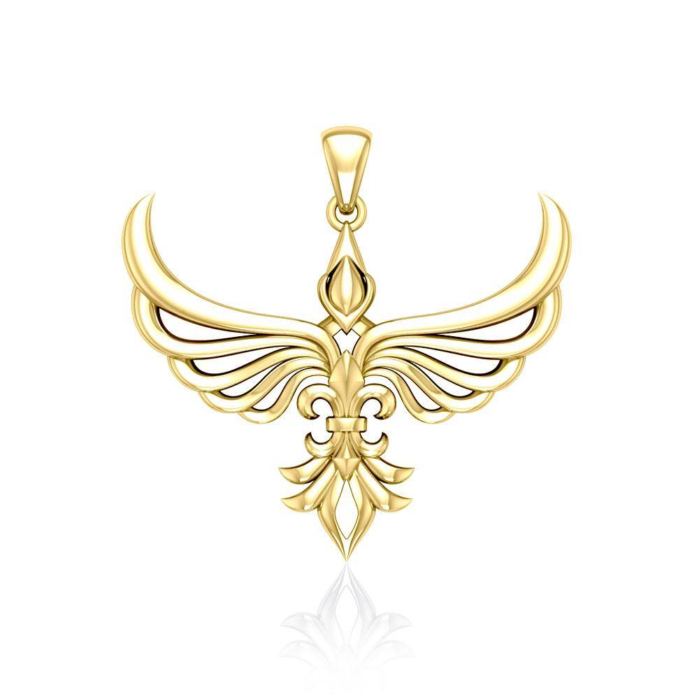 Phoenix Fleur De Lis Solid Gold Pendant GPD5089 Premium Gold Jewelry For Men Women