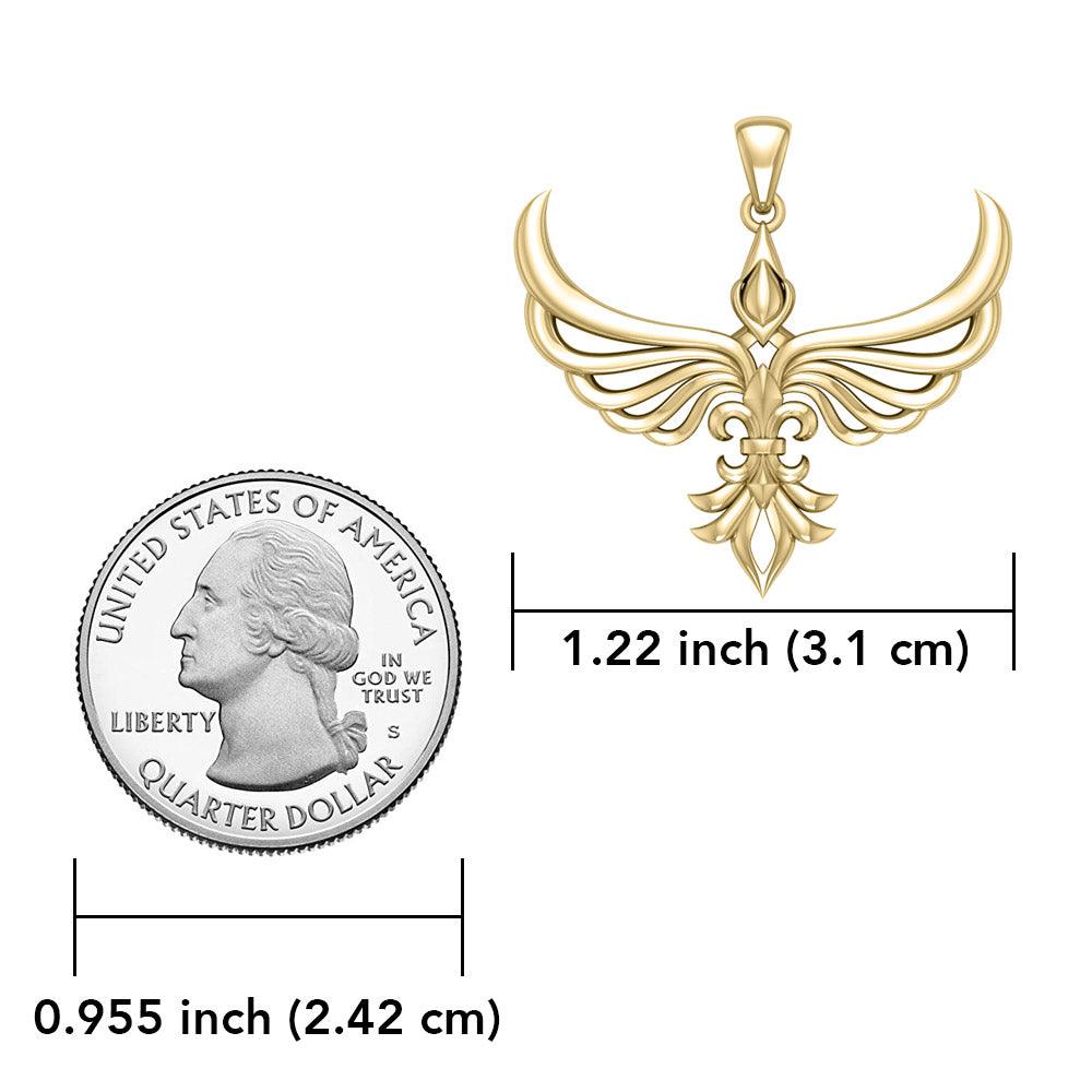 Phoenix Fleur De Lis Solid Gold Pendant GPD5089 Premium Gold Jewelry For Men Women