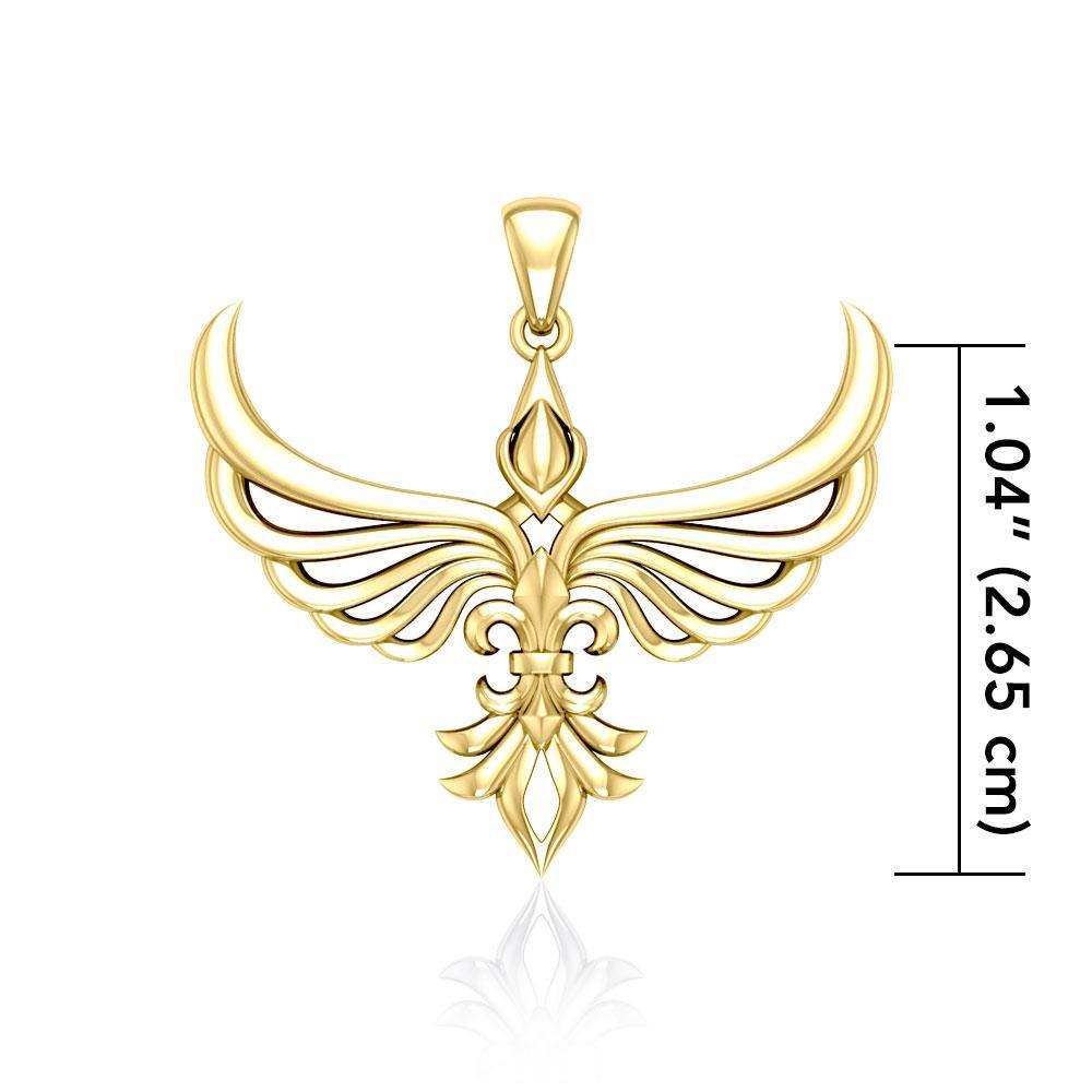 Phoenix Fleur De Lis Solid Gold Pendant GPD5089 Premium Gold Jewelry For Men Women