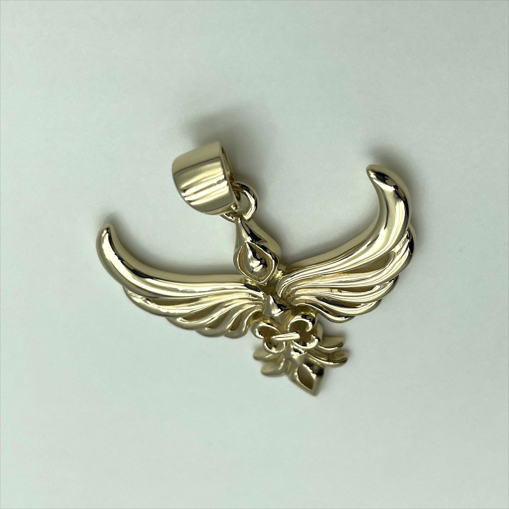 Phoenix Fleur De Lis Solid Gold Pendant GPD5089 Premium Gold Jewelry For Men Women