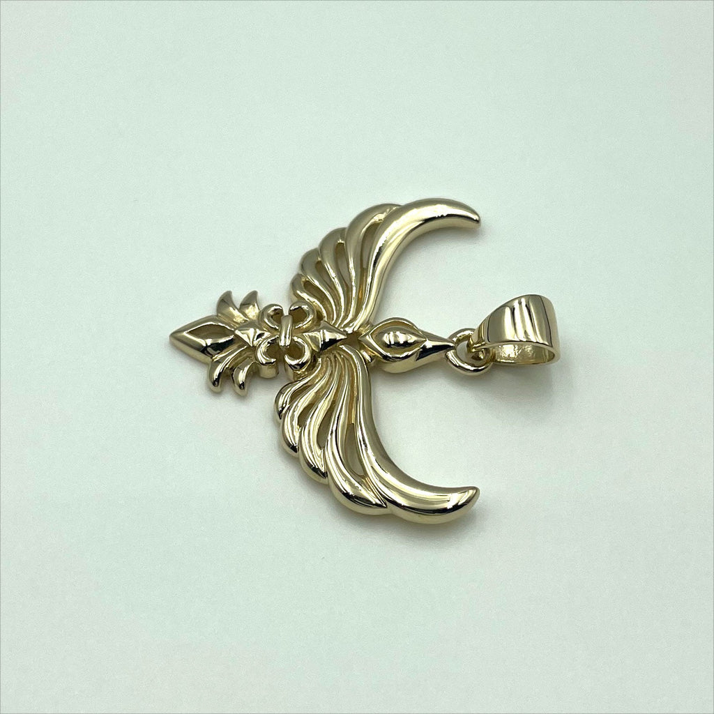 Phoenix Fleur De Lis Solid Gold Pendant GPD5089 Premium Gold Jewelry For Men Women