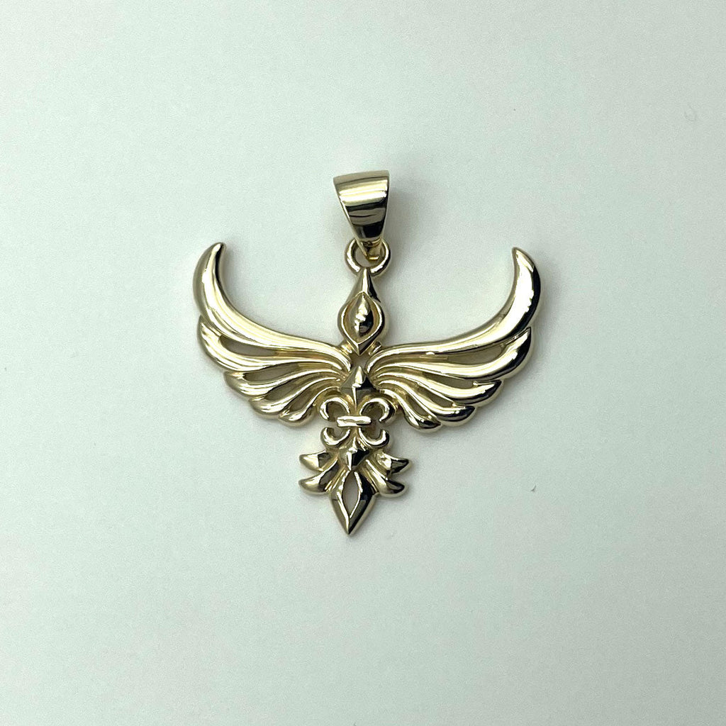 Phoenix Fleur De Lis Solid Gold Pendant GPD5089 Premium Gold Jewelry For Men Women