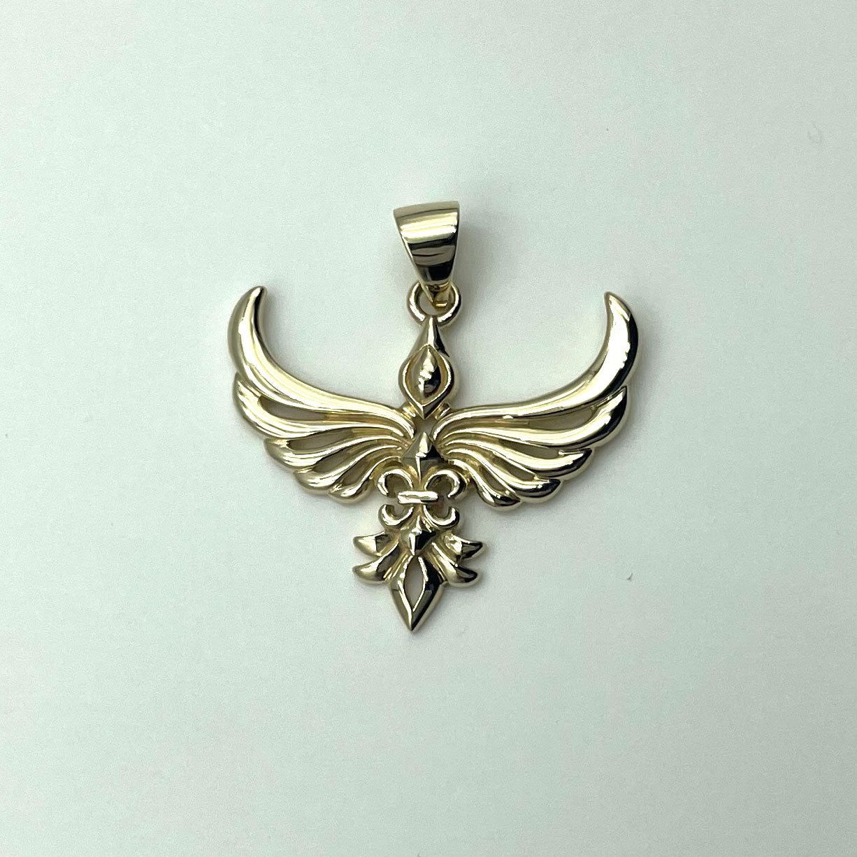 Phoenix Fleur De Lis Solid Gold Pendant GPD5089 Premium Gold Jewelry For Men Women