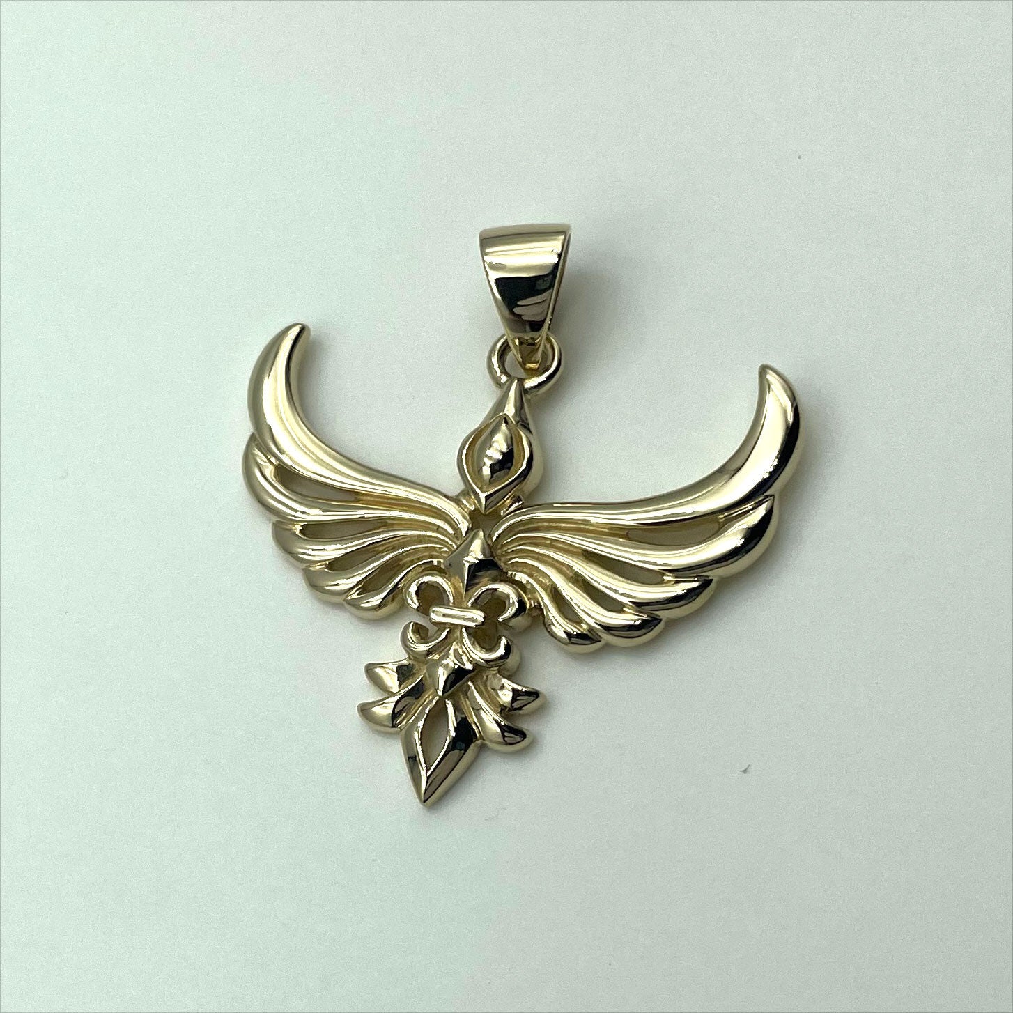 Phoenix Fleur De Lis Solid Gold Pendant GPD5089 Premium Gold Jewelry For Men Women