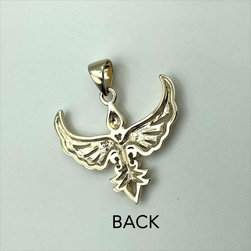Phoenix Fleur De Lis Solid Gold Pendant GPD5089 Premium Gold Jewelry For Men Women