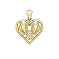 14K Yellow Gold Sea Turtles with Celtic Triquetra in Heart Pendant GPD5211