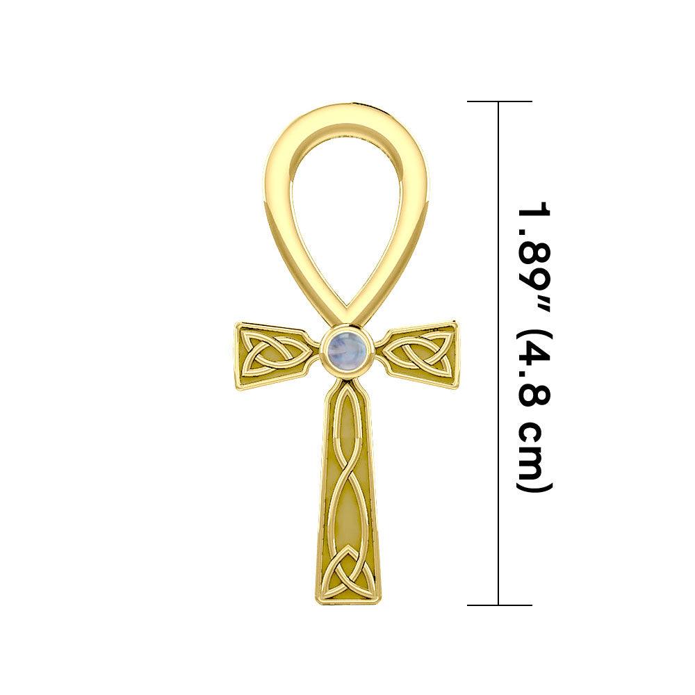 Celtic Ankh 14 K Solid Gold Pendant with Gem GPD5812