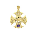 Dragon with Celtic Cross 14K Yellow Gold Pendant GPD5818