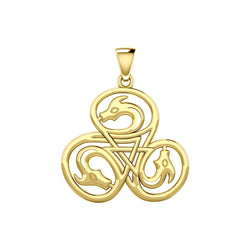 Dragon with Triskele Solid Yellow Gold Pendant GPD5819 | Pendant | Wiccan Center