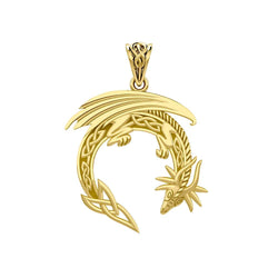 Dragon with Celtic Solid Gold Pendant GPD5849 | Pendant | Wiccan Center