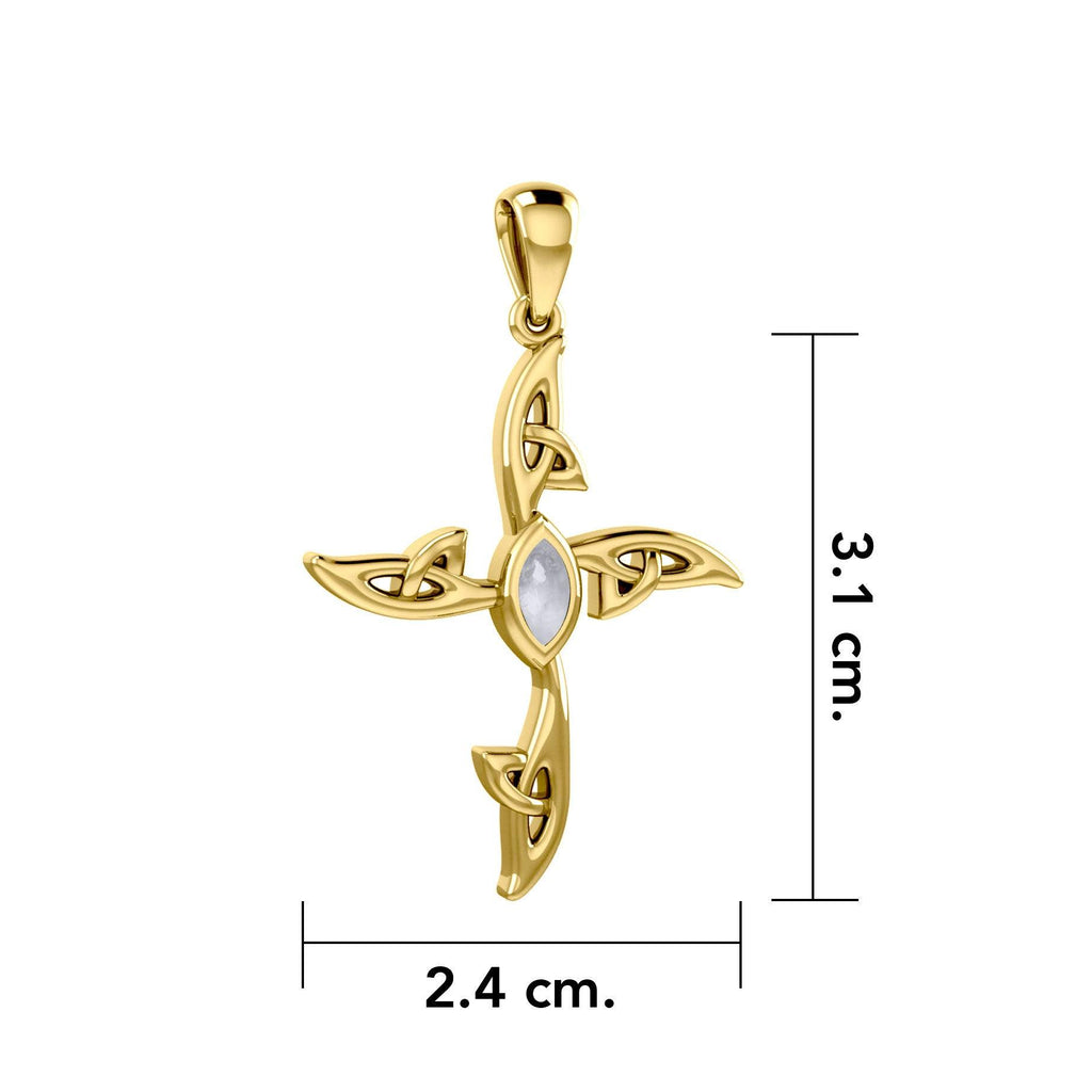 Celtic Cross 14K Solid Gold Pendant with Gemstone GPD5988