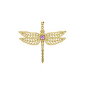 Dragonfly with Facet Gemstone NA Symbol Solid Yellow Gold Pendant GPD6163