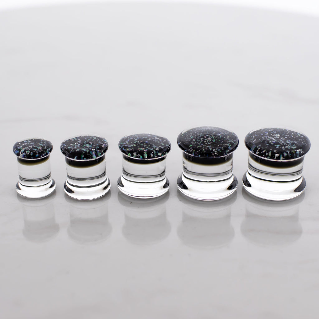 Crushed Opal Borosilicate Glass Double Flare Plugs | Body Jewelry | Wiccan Center