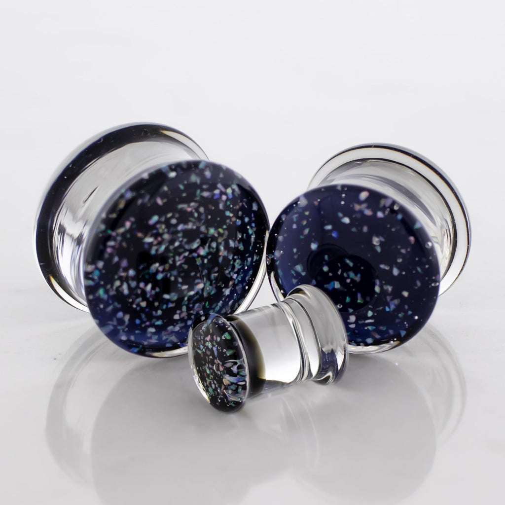 Crushed Opal Borosilicate Glass Double Flare Plugs | Body Jewelry | Wiccan Center