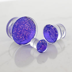 Candy Apple Red Over Blue Dichroic Glass Single Flare Plugs | Body Jewelry | Wiccan Center