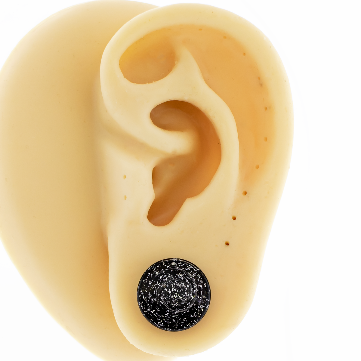 Double Flare Glass plug- Dichro Silver and Black | Body Jewelry | Wiccan Center