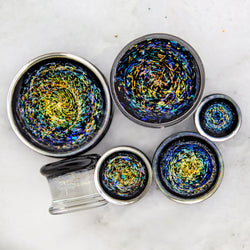 Double Flare Glass plug- Galaxy Dichro Blue and Orange | Body Jewelry | Wiccan Center