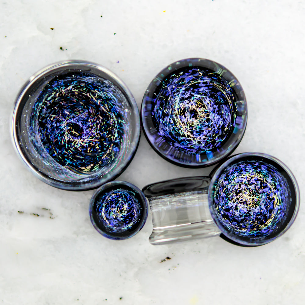 Double Flare Glass Plug- Galaxy Dichro Blue and Pink | Body Jewelry | Wiccan Center
