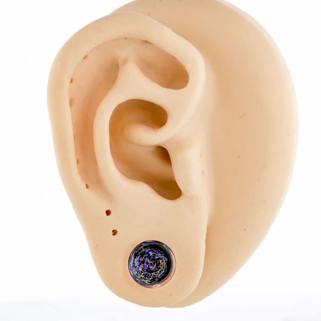 Double Flare Glass Plug- Galaxy Dichro Blue and Pink | Body Jewelry | Wiccan Center