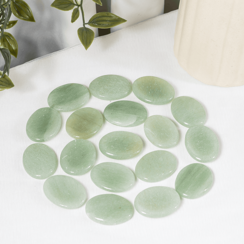 Green Aventurine Pocket Stones (Emotional Understanding and Cleansing) | Worry & Palm Stones | Wiccan Center