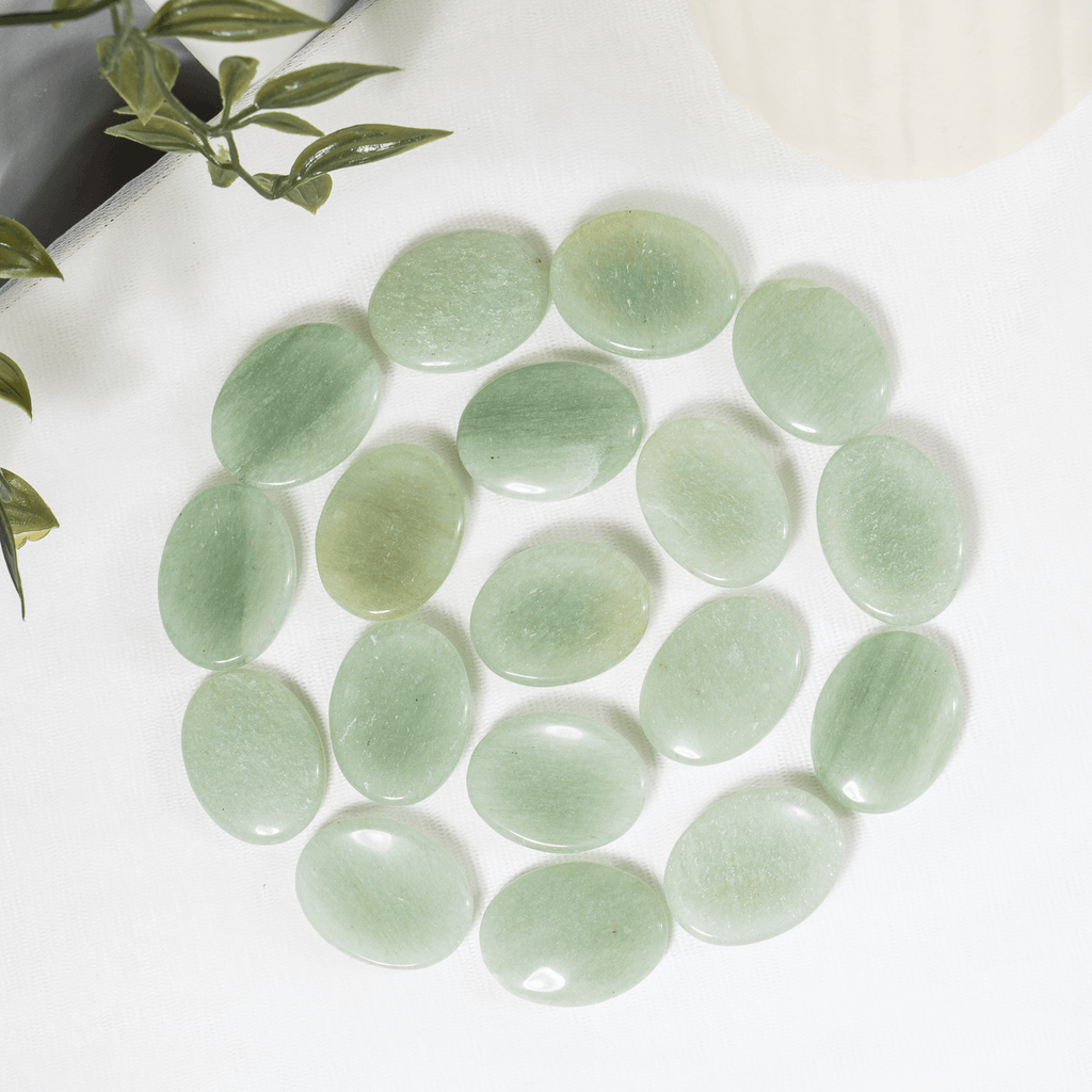 Green Aventurine Pocket Stones (Emotional Understanding and Cleansing) | Worry & Palm Stones | Wiccan Center