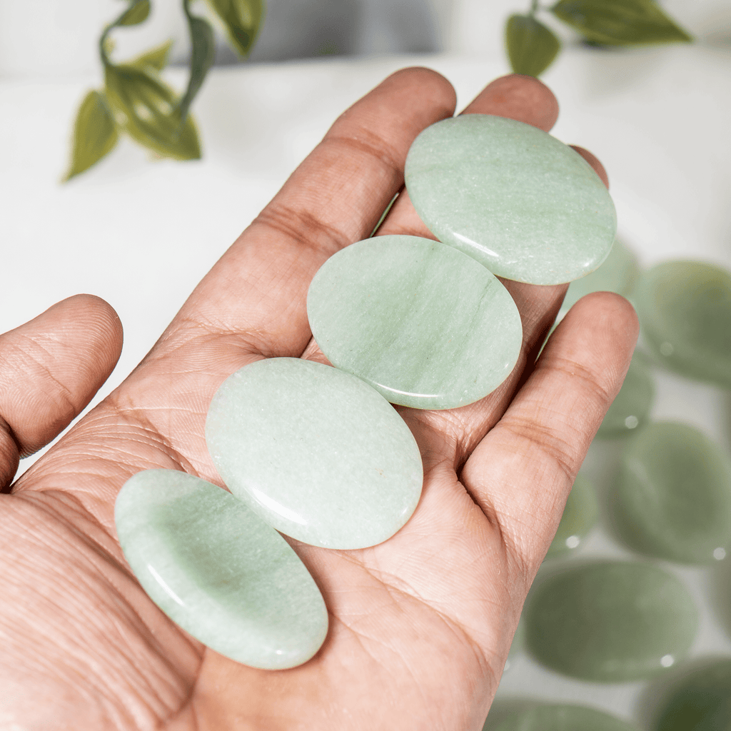 Green Aventurine Pocket Stones (Emotional Understanding and Cleansing) | Worry & Palm Stones | Wiccan Center