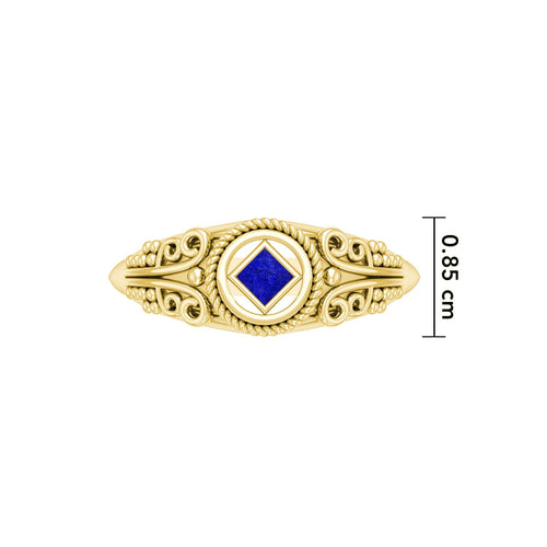 14K Solid Yellow Gold Power Celtic NA Symbol Ring With Inlaid Stone Progressive Faith Jewelry | Ring | Wiccan Center