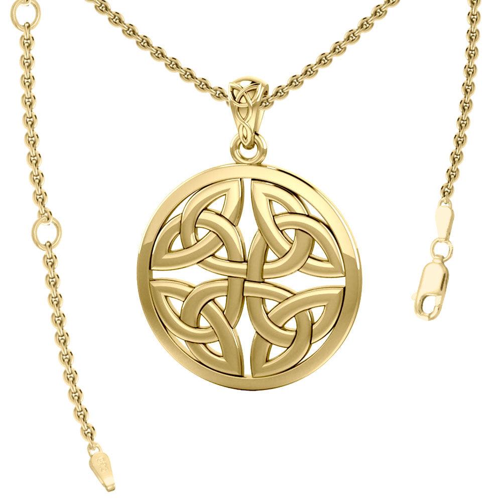 Celtic Trinity Quaternary Knot Solid Gold Pendant GPD4637 14K Gold Jewelry Gift For All Occasions