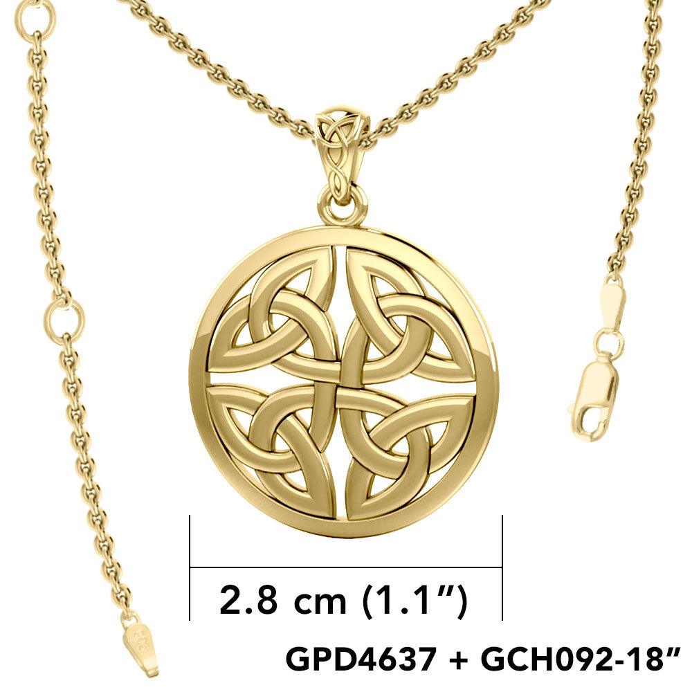 Celtic Trinity Quaternary Knot Solid Gold Pendant GPD4637 14K Gold Jewelry Gift For All Occasions