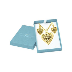 Celtic Heart Solid Gold Pendant Chain and Earrings Box Set GSET004 | Set | Wiccan Center