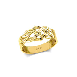 Banded Celtic Knotwork 18K Solid Gold Ring GSM226-18K | Rings | Wiccan Center