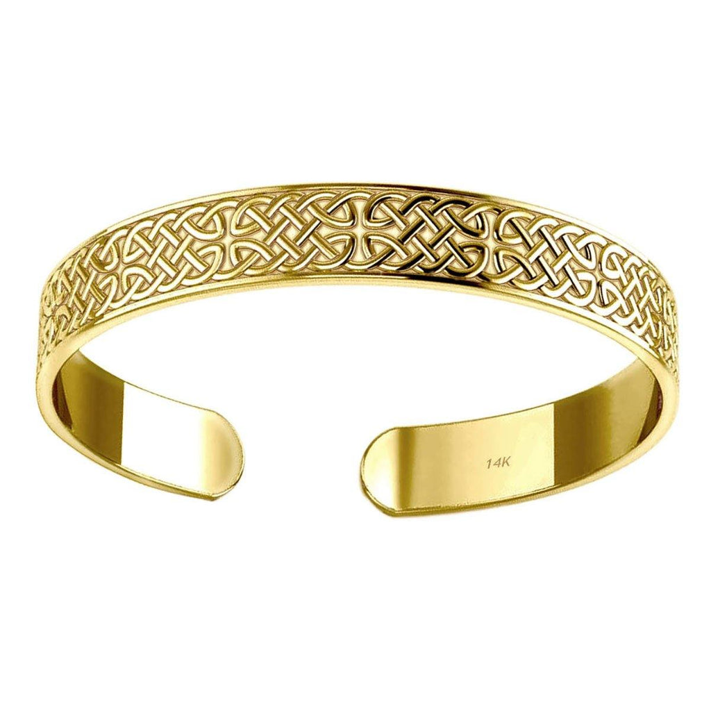Celtic Knotwork 14K Solid Gold Cuff Bracelet By Peter Stone Handcrafted Jewelry Timeless Symbolism