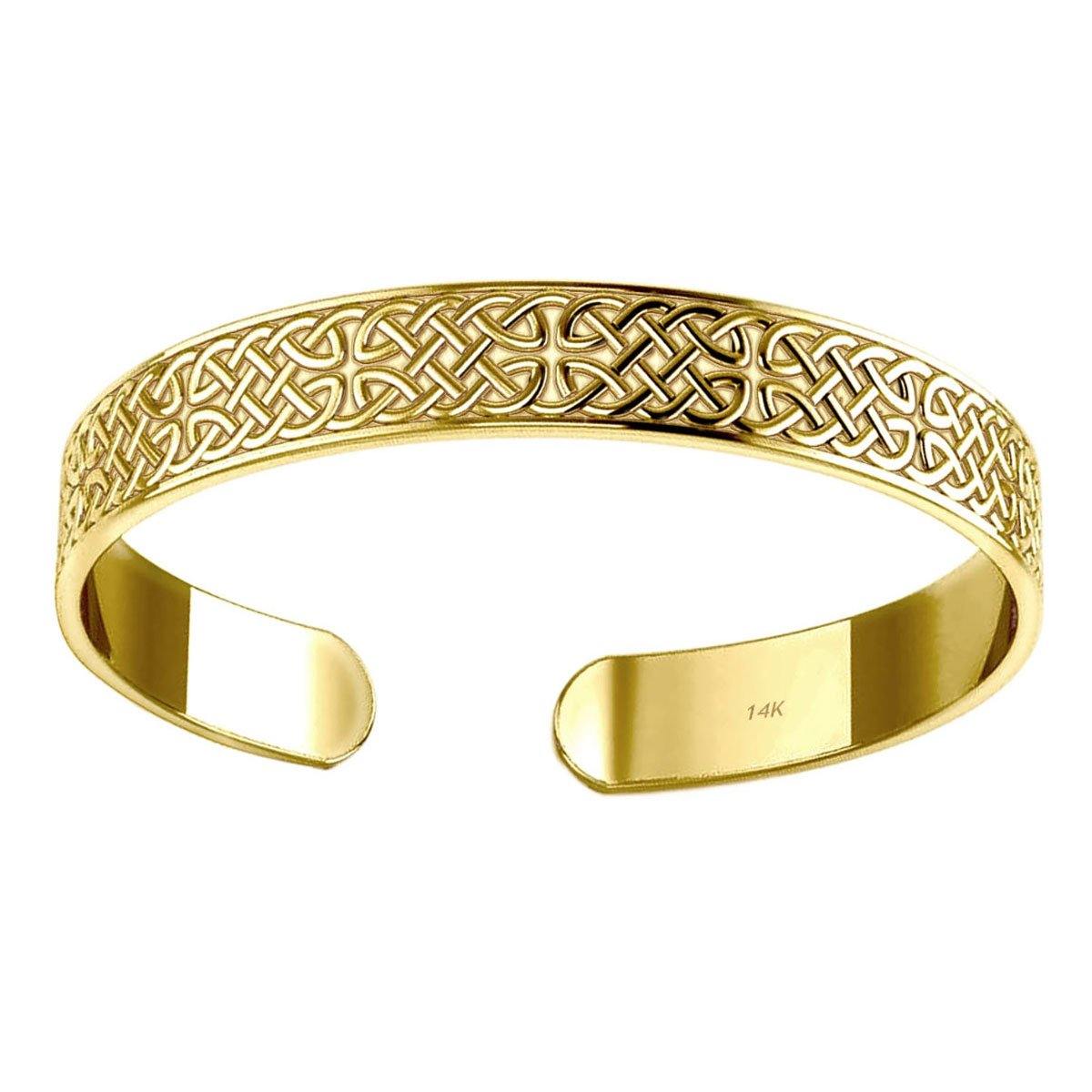 Celtic Knotwork 14K Solid Gold Cuff Bracelet By Peter Stone Handcrafted Jewelry Timeless Symbolism