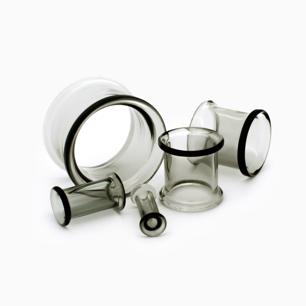 Glass Double Flare Tunnel - Smoke | Body Jewelry | Wiccan Center