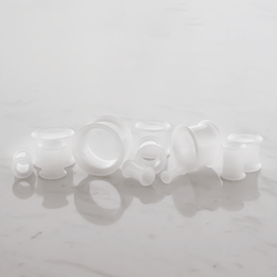 Glass Double Flare Tunnel - Translucent White | Body Jewelry | Wiccan Center