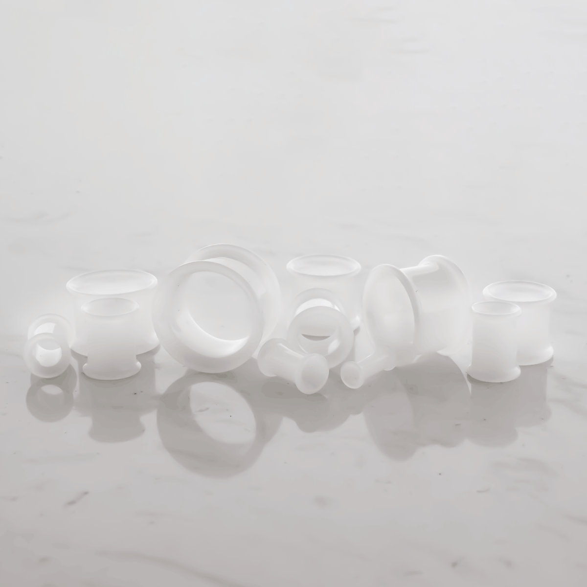 Glass Double Flare Tunnel - Translucent White | Body Jewelry | Wiccan Center